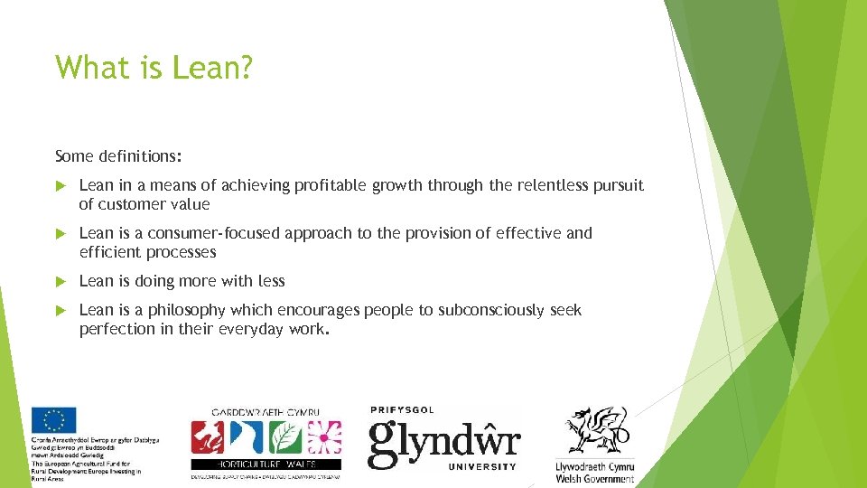 What is Lean? Some definitions: Lean in a means of achieving profitable growth through