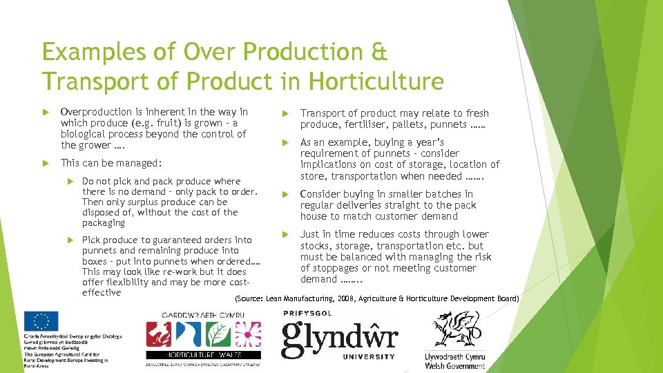 Examples of Over Production & Transport of Product in Horticulture Overproduction is inherent in