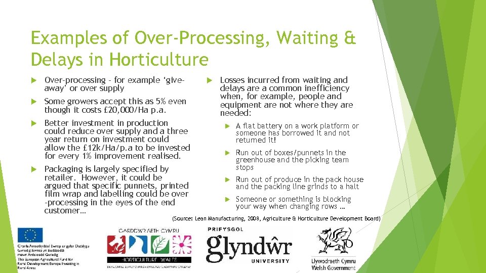 Examples of Over-Processing, Waiting & Delays in Horticulture Over-processing – for example ‘giveaway’ or