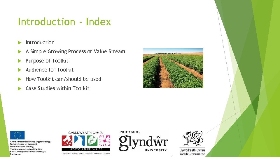 Introduction - Index Introduction A Simple Growing Process or Value Stream Purpose of Toolkit