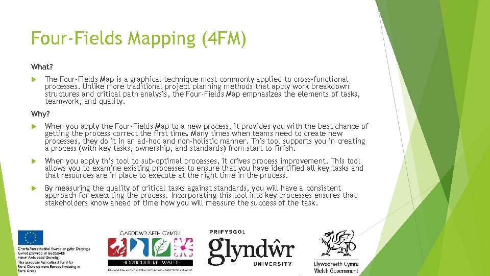 Four-Fields Mapping (4 FM) What? The Four-Fields Map is a graphical technique most commonly