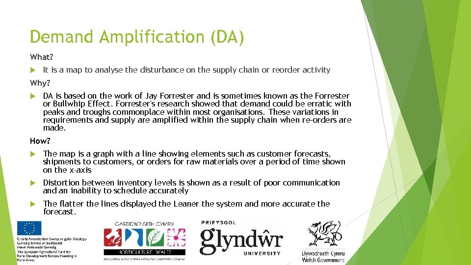 Demand Amplification (DA) What? It is a map to analyse the disturbance on the