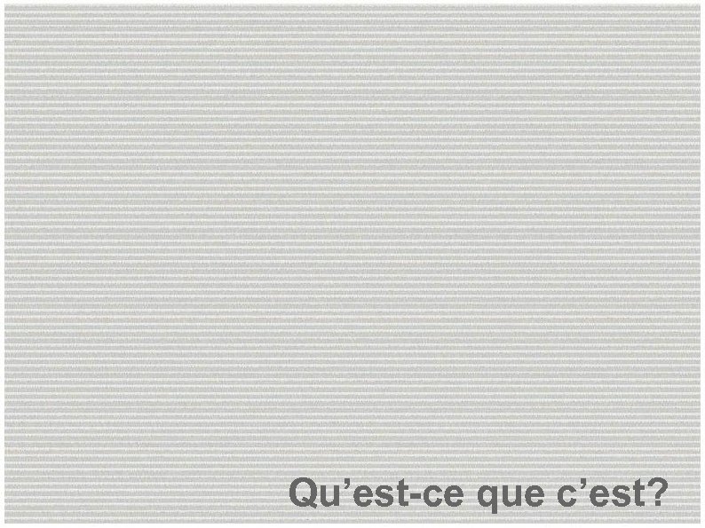 Qu’est-ce que c’est? 