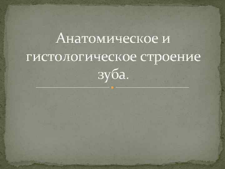 Анатомическое и гистологическое строение зуба. 