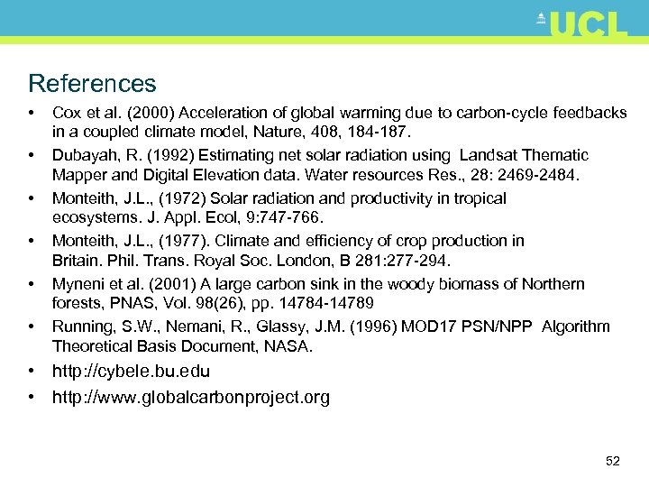 References • • • Cox et al. (2000) Acceleration of global warming due to