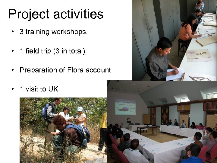 Project activities • 3 training workshops. • 1 field trip (3 in total). •