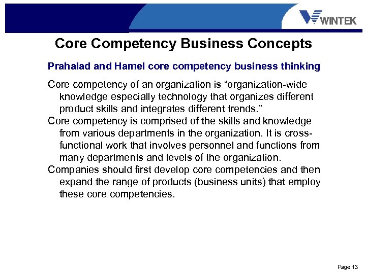 Core Competency Business Concepts Prahalad and Hamel core competency business thinking Core competency of