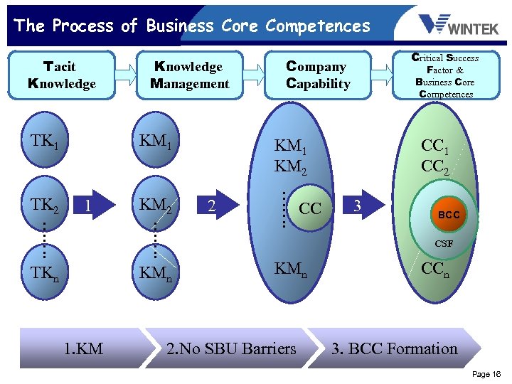 The Process of Business Core Competences Tacit Knowledge TK 1 Company Capability KM 1