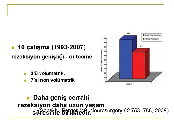 n 10 çalışma (1993 -2007) rezeksiyon genişliği - outcome 3’ü volümetrik, 7’si non volümetrik
