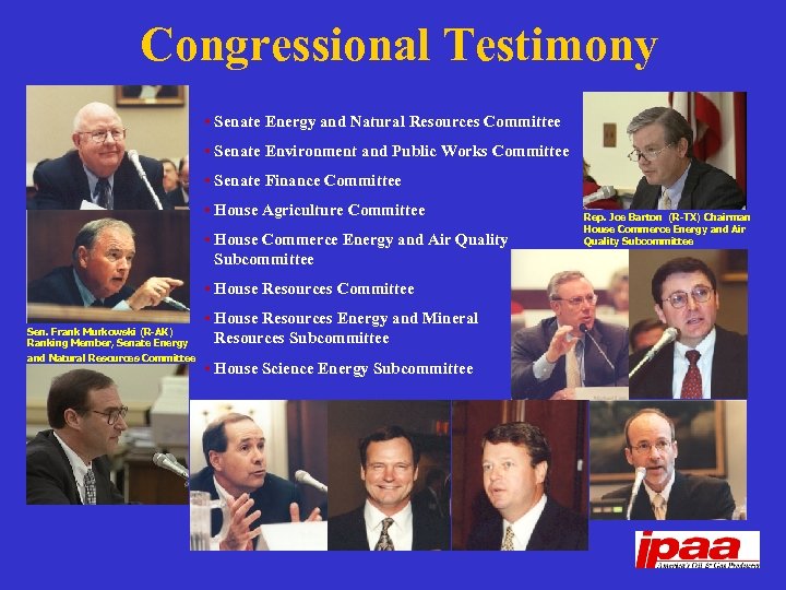 Congressional Testimony • Senate Energy and Natural Resources Committee • Senate Environment and Public