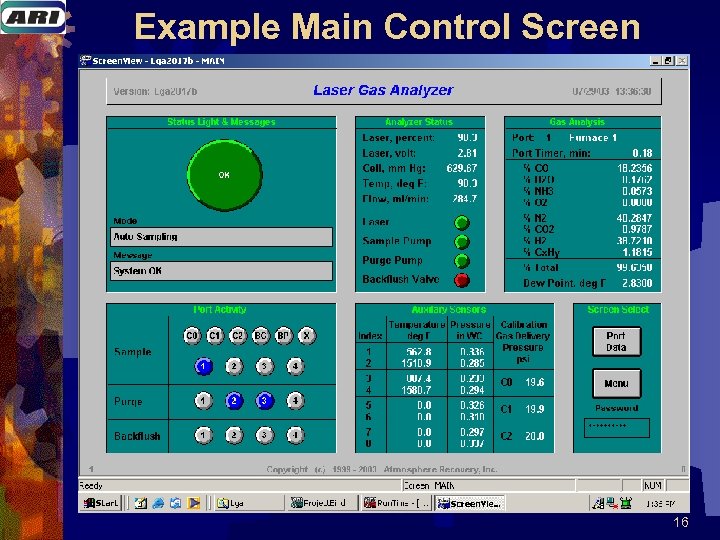 Example Main Control Screen 16 