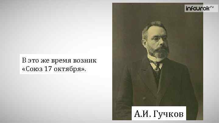 В это же время возник «Союз 17 октября» . А. И. Гучков 