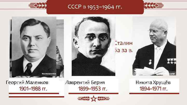 СССР в 1953– 1964 гг. После смерти Сталина 5 марта 1953 г. началась борьба
