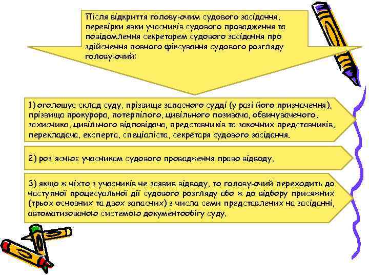 Після відкриття головуючим судового засідання, перевірки явки учасників судового провадження та повідомлення секретарем судового