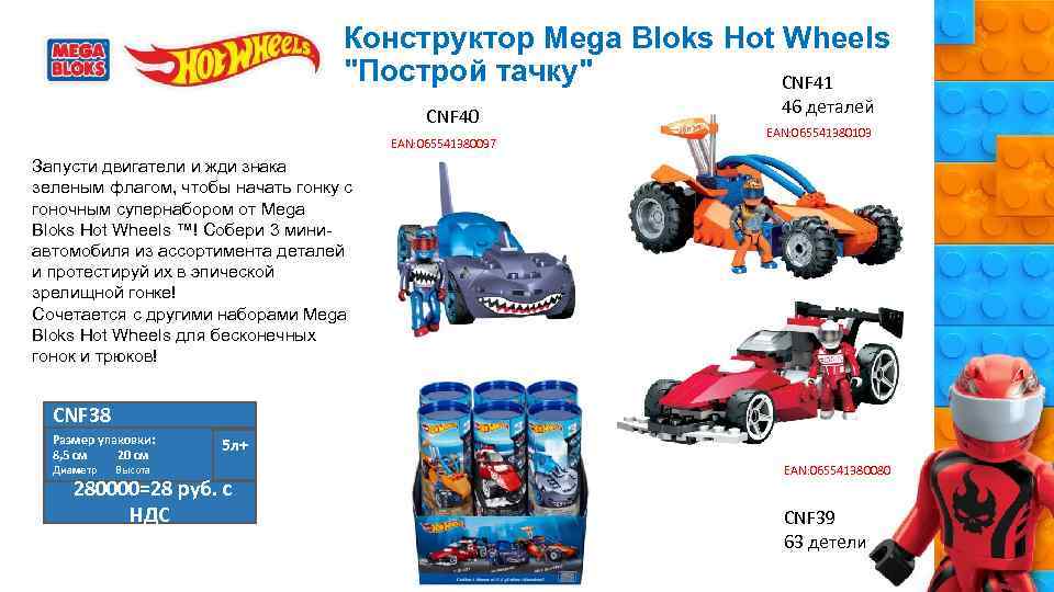 Конструктор Mega Bloks Hot Wheels "Построй тачку" CNF 41 CNF 40 EAN: 065541380097 46