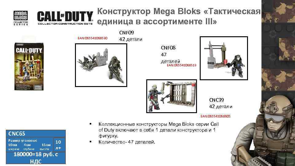 Конструктор Mega Bloks «Тактическая единица в ассортименте III» EAN: 065541068530 CNF 09 42 детали