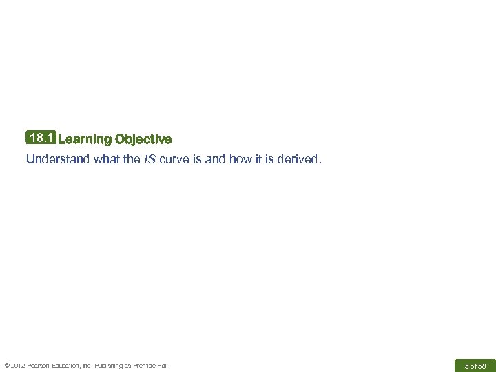 18. 1 Learning Objective Understand what the IS curve is and how it is