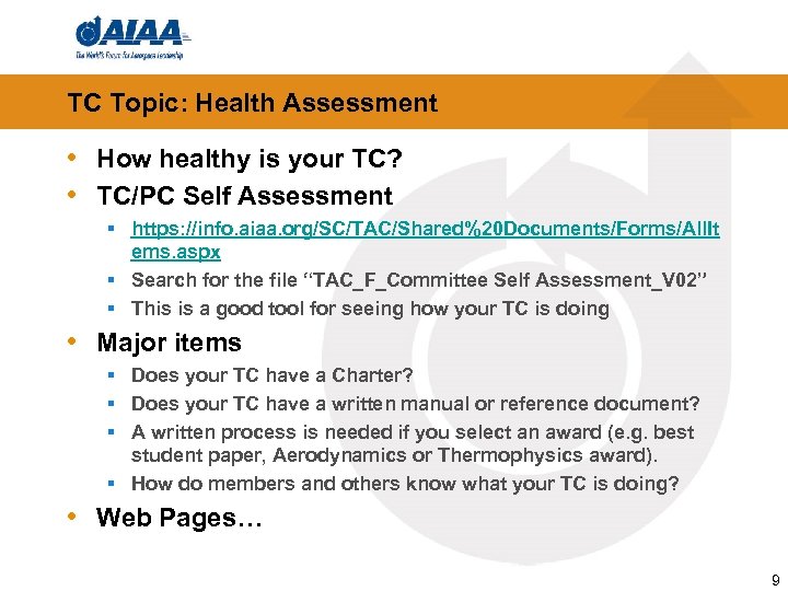 TC Topic: Health Assessment • How healthy is your TC? • TC/PC Self Assessment