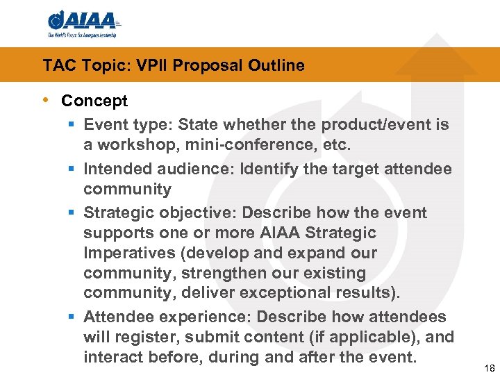 TAC Topic: VPII Proposal Outline • Concept § Event type: State whether the product/event