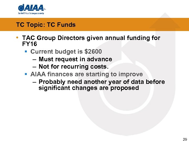 TC Topic: TC Funds • TAC Group Directors given annual funding for FY 16