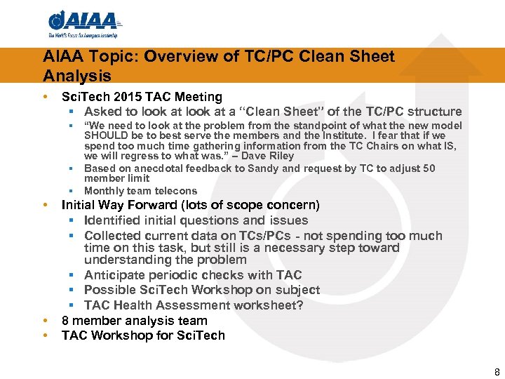 AIAA Topic: Overview of TC/PC Clean Sheet Analysis • Sci. Tech 2015 TAC Meeting