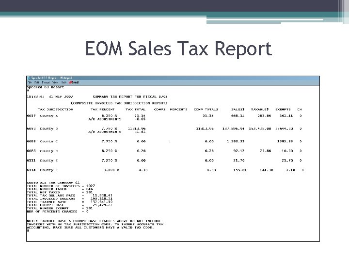 EOM Sales Tax Report 