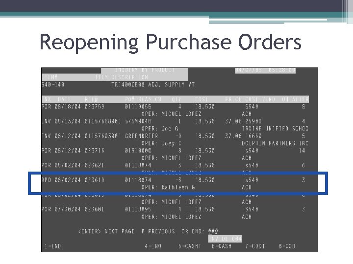 Reopening Purchase Orders 