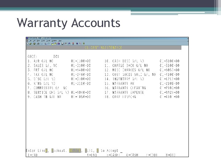 Warranty Accounts 