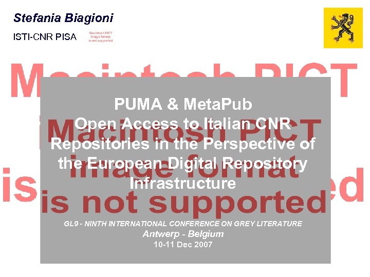 Stefania Biagioni ISTI-CNR PISA PUMA & Meta. Pub Open Access to Italian CNR Repositories