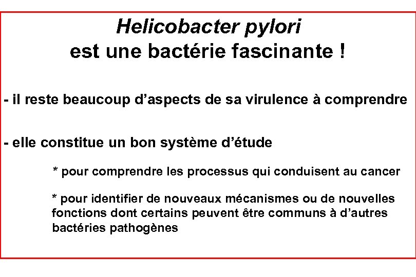 Helicobacter pylori est une bactérie fascinante ! - il reste beaucoup d’aspects de sa