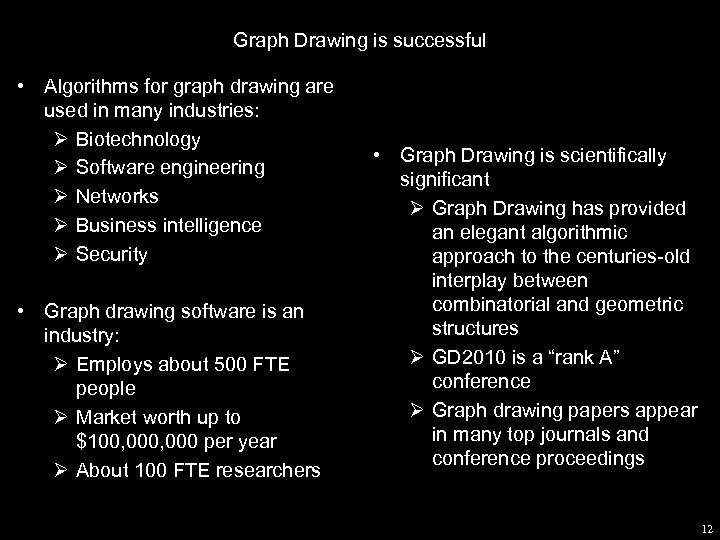 Graph Drawing is successful • Algorithms for graph drawing are used in many industries: