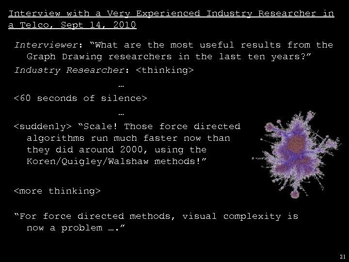 Interview with a Very Experienced Industry Researcher in a Telco, Sept 14, 2010 Interviewer: