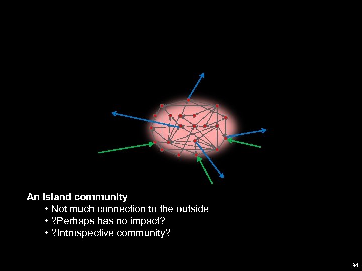 An island community • Not much connection to the outside • ? Perhaps has