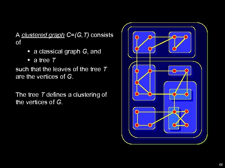 A clustered graph C=(G, T) consists of w a classical graph G, and w