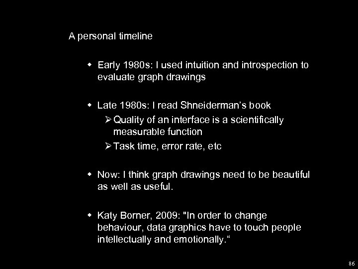 A personal timeline w Early 1980 s: I used intuition and introspection to evaluate