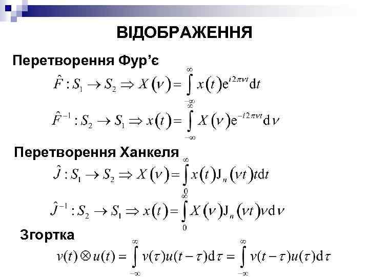 ВІДОБРАЖЕННЯ Перетворення Фур’є Перетворення Ханкеля Згортка 