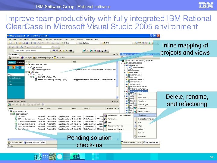 IBM Software Group | Rational software Improve team productivity with fully integrated IBM Rational