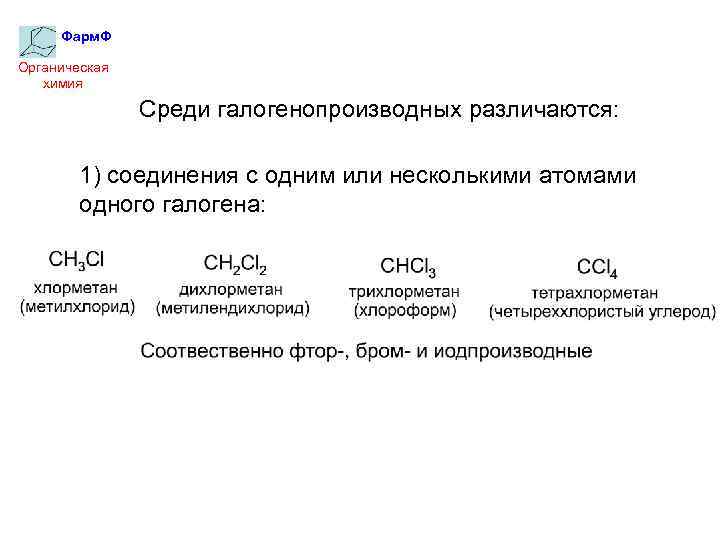 Галогенопроизводные углеводородов презентация