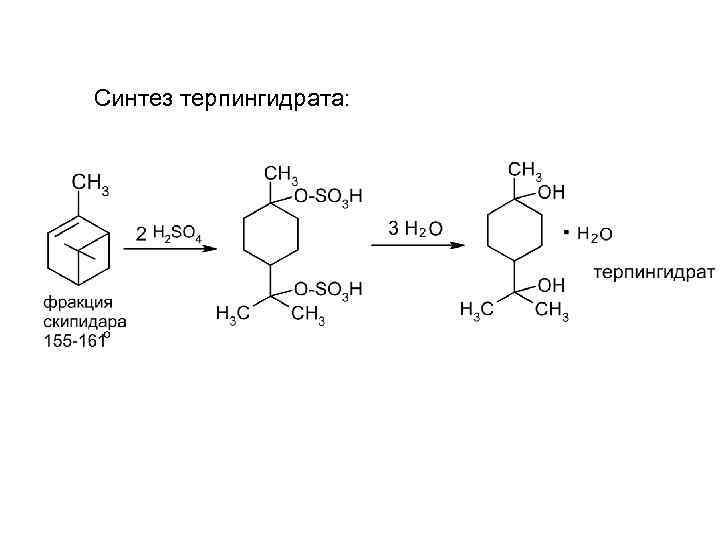 Синтез номер. Терпингидрат структурная формула. Терпингидрат с хлоридом железа реакция. Дегидратация терпингидрата. Альфа пинен терпингидрат Синтез.