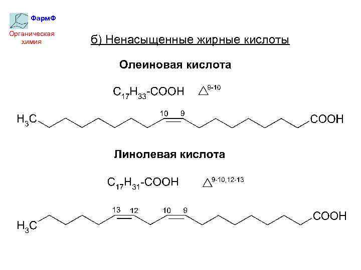 Фарм. Ф Органическая химия б) Ненасыщенные жирные кислоты 