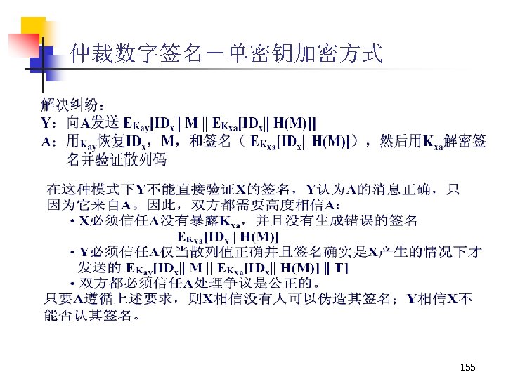 仲裁数字签名－单密钥加密方式 155 