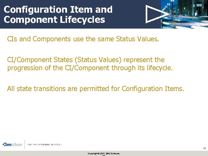 Configuration Item and Component Lifecycles CIs and Components use the same Status Values. CI/Component