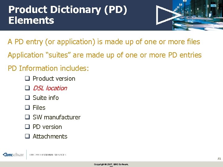 Product Dictionary (PD) Elements A PD entry (or application) is made up of one
