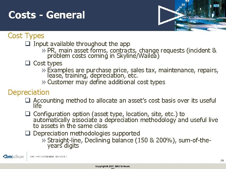 Costs - General Cost Types q Input available throughout the app » PR, main