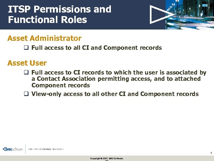 ITSP Permissions and Functional Roles Asset Administrator q Full access to all CI and