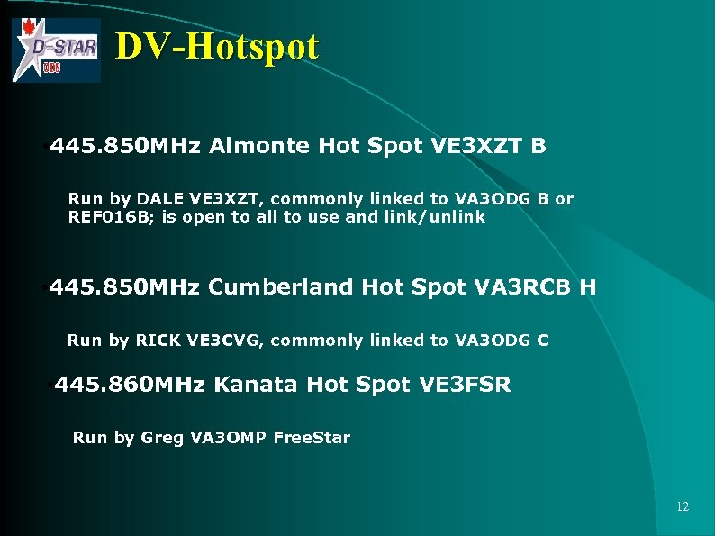 DV-Hotspot • 445. 850 MHz Almonte Hot Spot VE 3 XZT B Run by