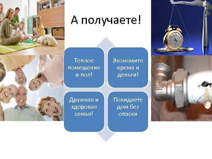 А получаете! Теплое помещение и пол! Экономите время и деньги! Дружная и здоровая семья!