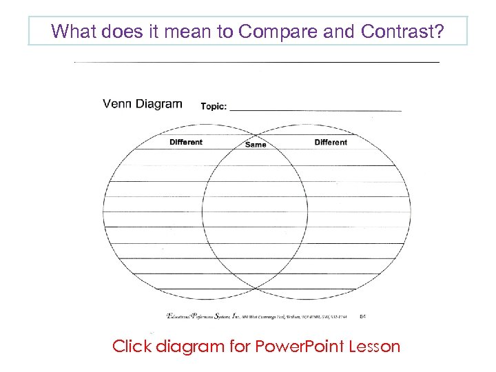 What does it mean to Compare and Contrast? Click diagram for Power. Point Lesson