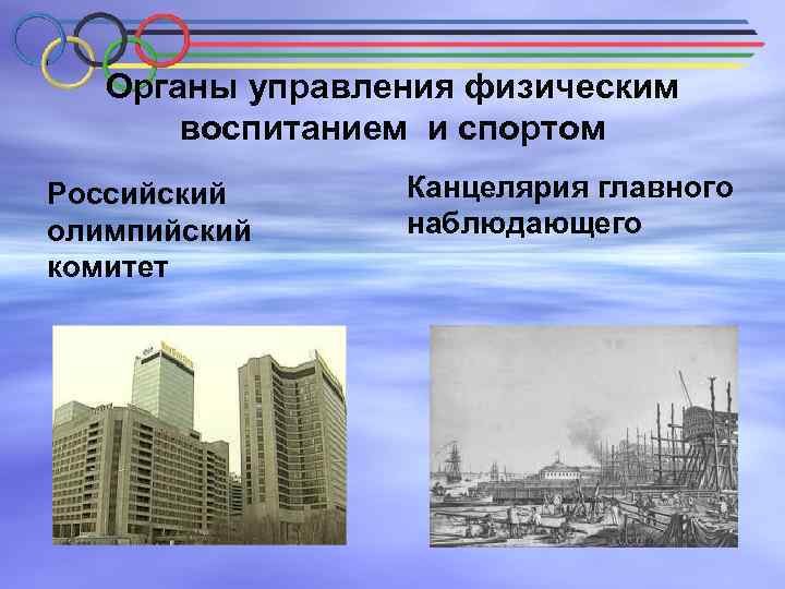 Органы управления физическим воспитанием и спортом Российский олимпийский комитет Канцелярия главного наблюдающего 