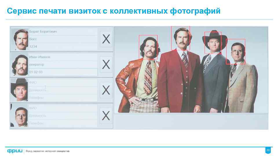 Сервис печати визиток с коллективных фотографий 36 